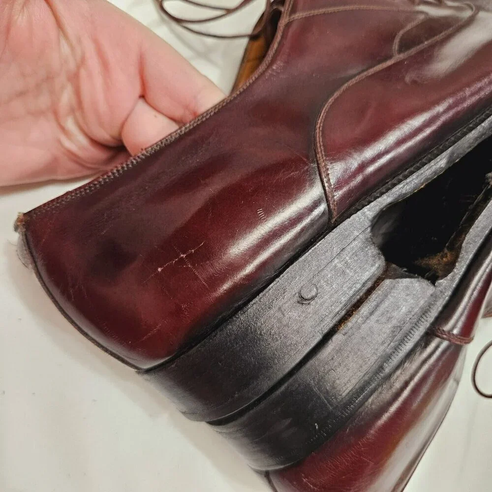 Salvatore Ferragamo Men's Padova Oxford‎ Sz 13 B Merlot Calfskin Dress Shoe FLAW